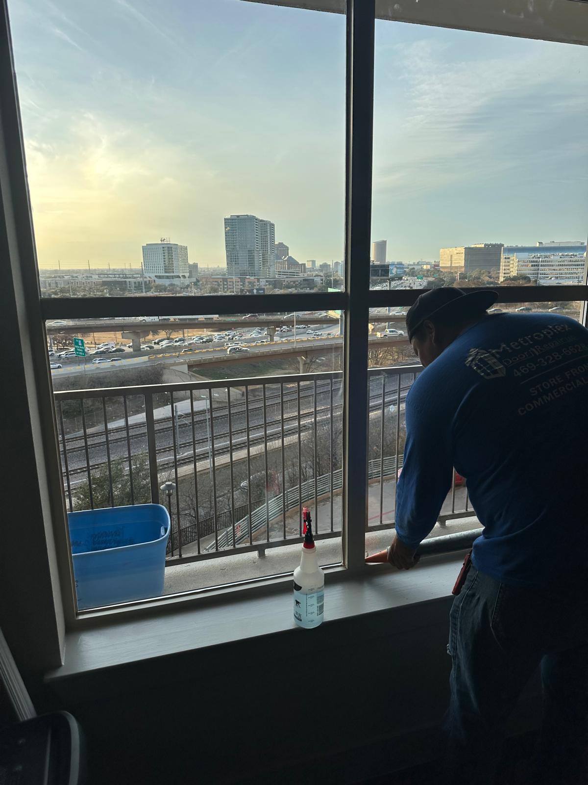High-rise window glass replacement project